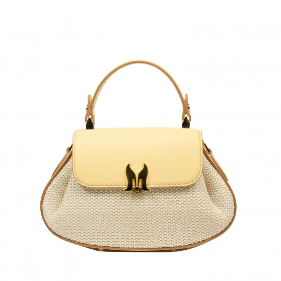 Дамска чанта 042g butter yellow+рафия Дамска чанта 042g butter yellow+рафия
