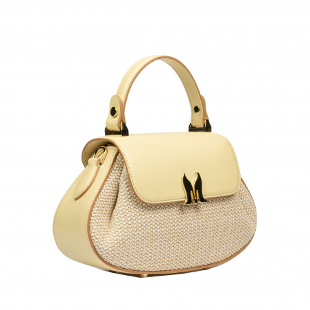 Дамска чанта 042g butter yellow+рафия