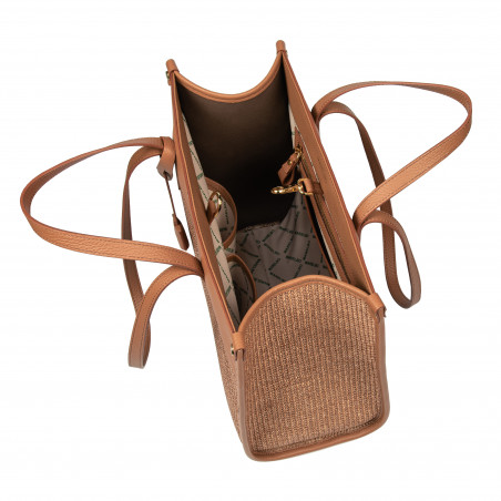 Чанта дамска за плаж 045g camel+rafia caramel