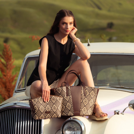 Дамска чанта за плаж 044g рафия какао lifestyle