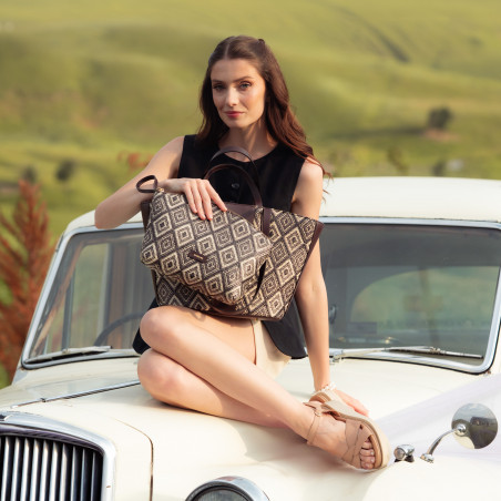 Дамска чанта за плаж 044g рафия какао lifestyle