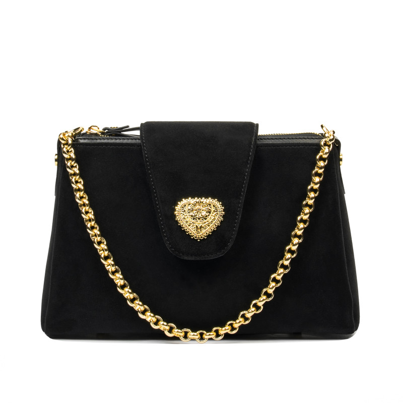 Дамска чанта за рамо 051g черна велур