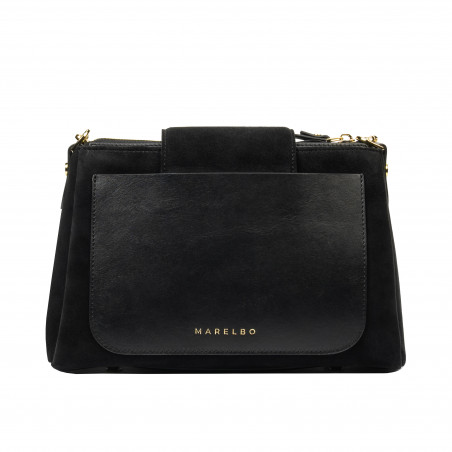 Дамска чанта за рамо 051g черна велур