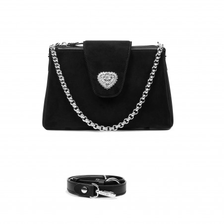 Дамска чанта за рамо 051g 01 черен camoscio