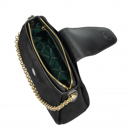 Дамска чанта за рамо 051g черна велур