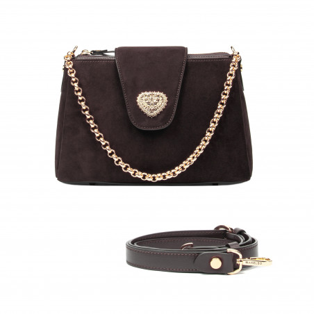 Дамска чанта за рамо 051g кафяв велур