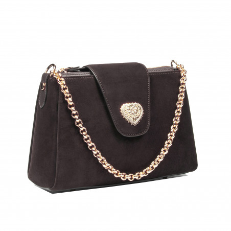 Дамска чанта за рамо 051g кафяв велур