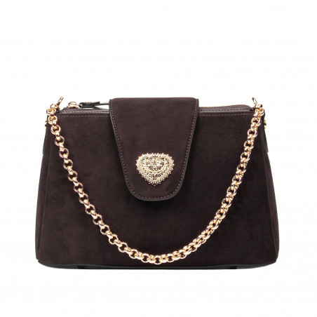 Дамска чанта за рамо 051g кафяв велур
