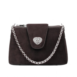 Дамска чанта за рамо 051g 01 кафяв велур