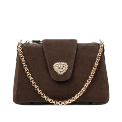 Дамска чанта за рамо 051g велур шоколад