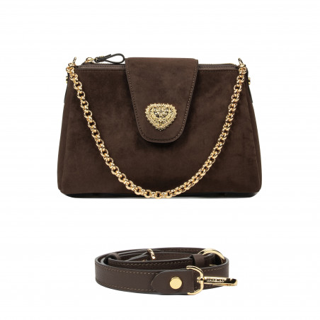 Дамска чанта за рамо 051g велур какао