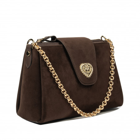Дамска чанта за рамо 051g велур какао
