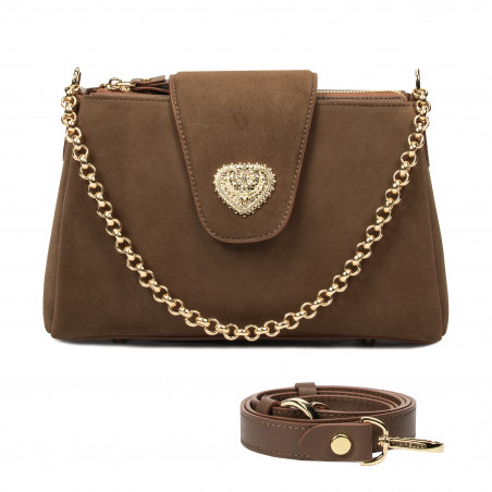 Дамска чанта за рамо 051g велур латте