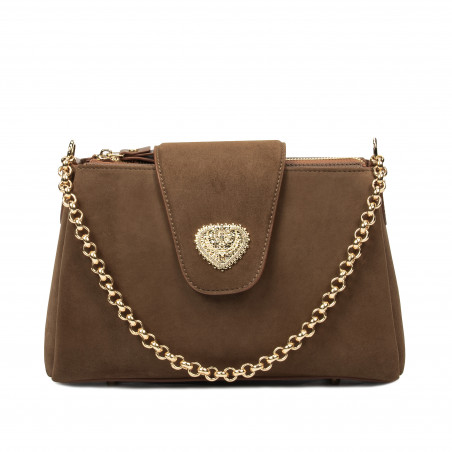 Дамска чанта за рамо 051g велур латте