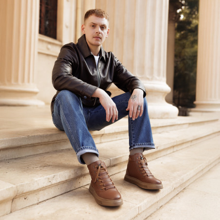 Мъжки ботуши 4152 кафяво комбинирано lifestyle