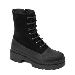 Дамски боти 3419 черен велур комбиниран