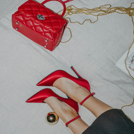 Дамска чанта за рамо 049g 01 червено сафияно lifestyle