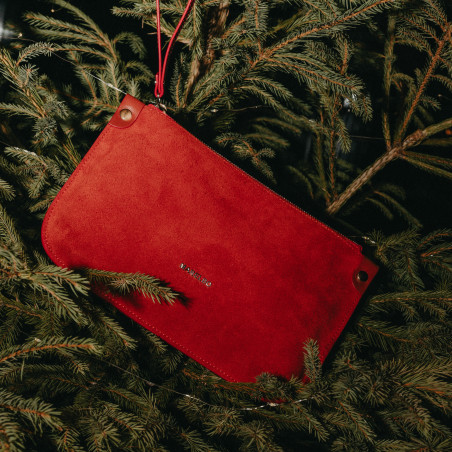 Дамска чанта за ръка 211g велур червен lifestyle