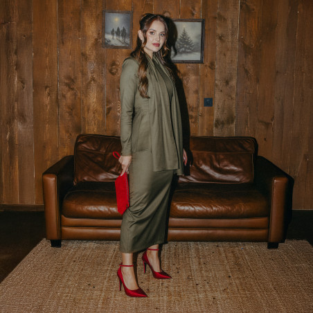 Дамска чанта за ръка 211g велур червен lifestyle