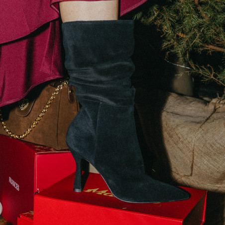 Дамски обувки на ток 1410 черен велур lifestyle