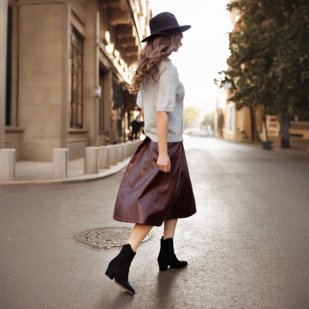 Дамски боти с ток 1411 черен велур lifestyle