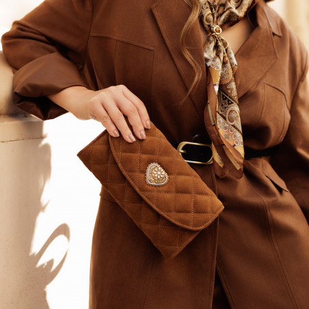 Чанта дамска за рамо 048g кафяв велур lifestyle