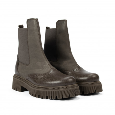 Дамски ботуши 3390 каки комбиниран