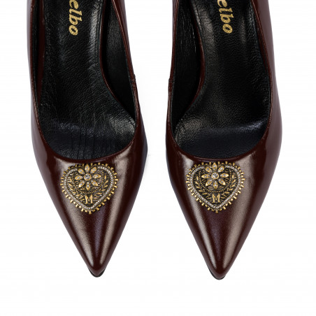 Елегантни дамски обувки 1363 лак бордо