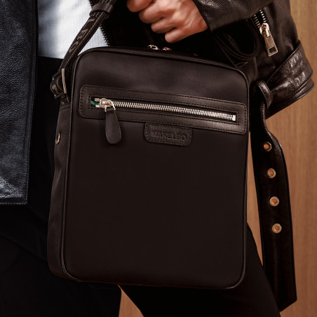 Чанта за мъже през рамо 304g 01 черен плат + черна напа lifestyle