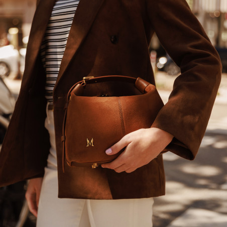 Дамска ръчна чанта 037-1g кафяв велур lifestyle