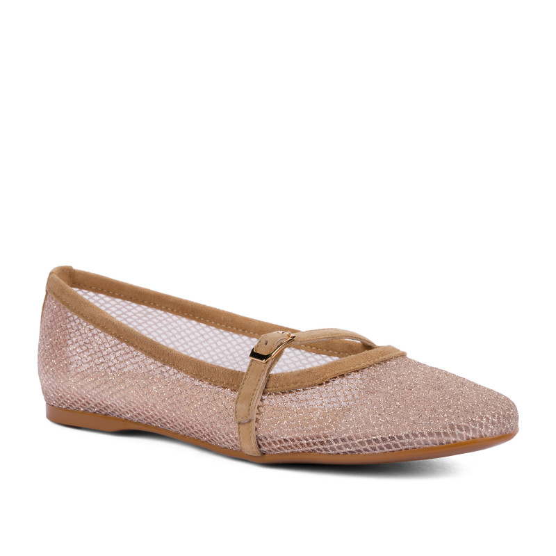 Дамски балерини 1369 бежов комбиниран