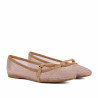 Дамски балерини 1369 бежов комбиниран