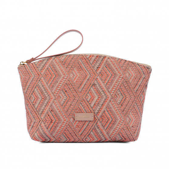 Дамска чанта за ръка 213g розов комбиниран мотив