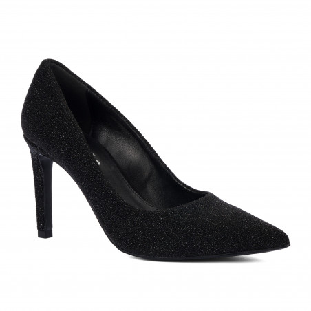 Елегантни дамски обувки 1366 черен велур с перлен ефект